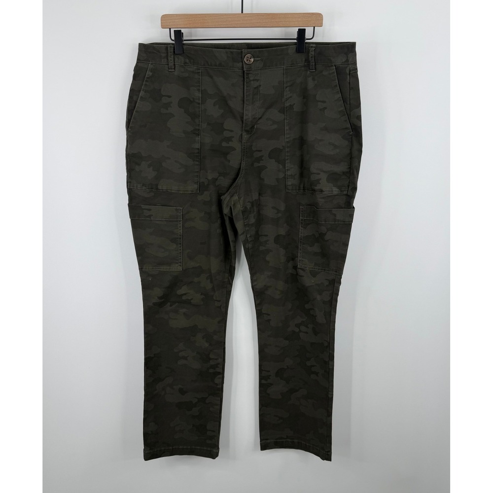 Cabi Cargo Pants Women Size 16 Green Camo Utility Straight Leg Gorpcore‎ Casual